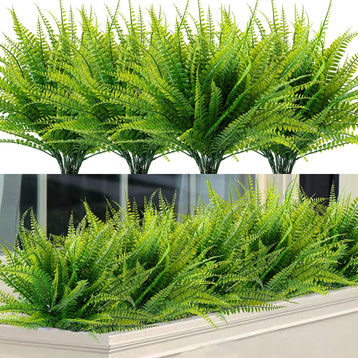 Lush Bundles Artificial Boston Ferns Home Decor Set