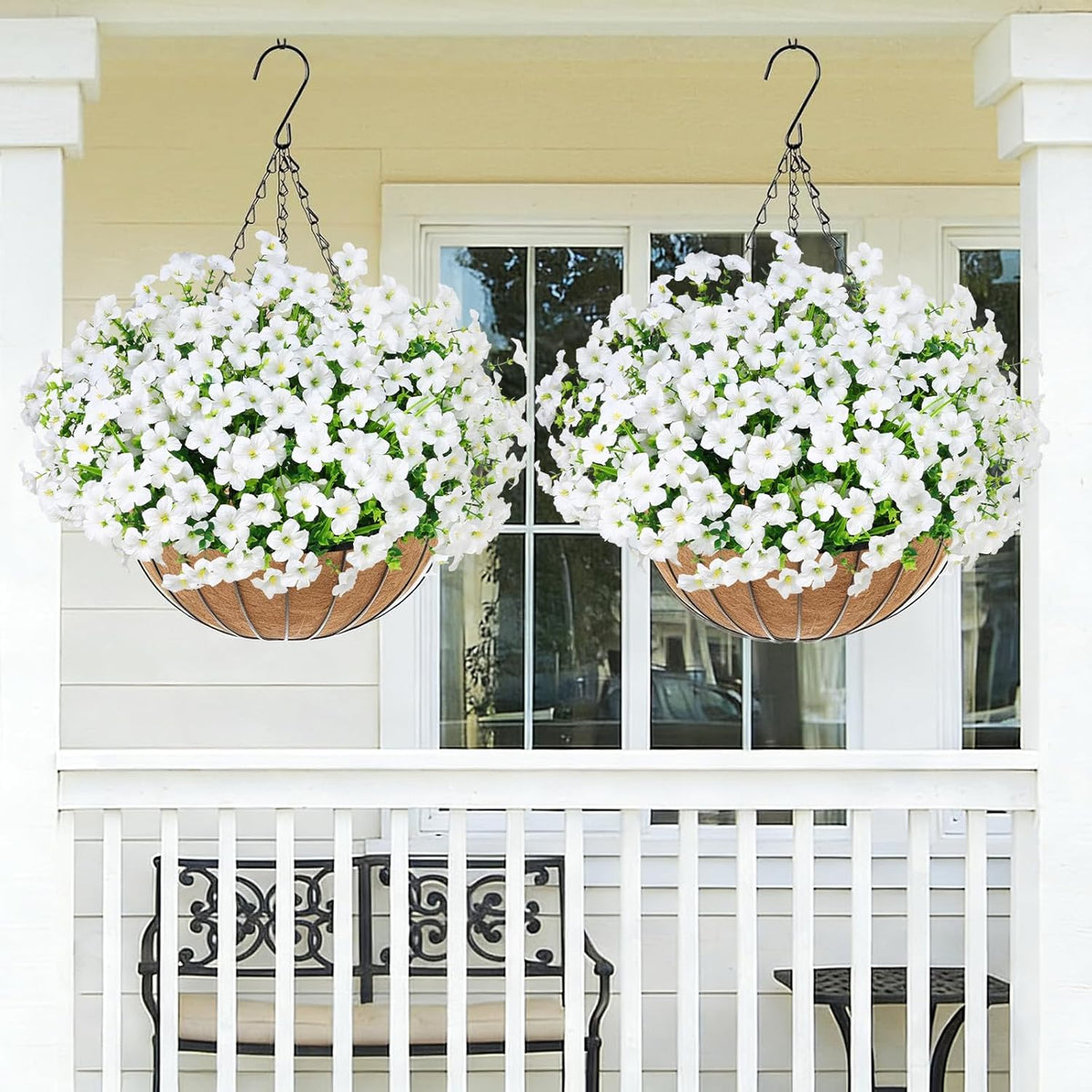 Yastouay Artificial Flowers for Outdoors, 12 Bundles Fake Outdoor Flowers, UV Resistant Artificial Flowers for Decoration, White Realistic Morning Glory Fake Plants for Porch Patio Garden Decor