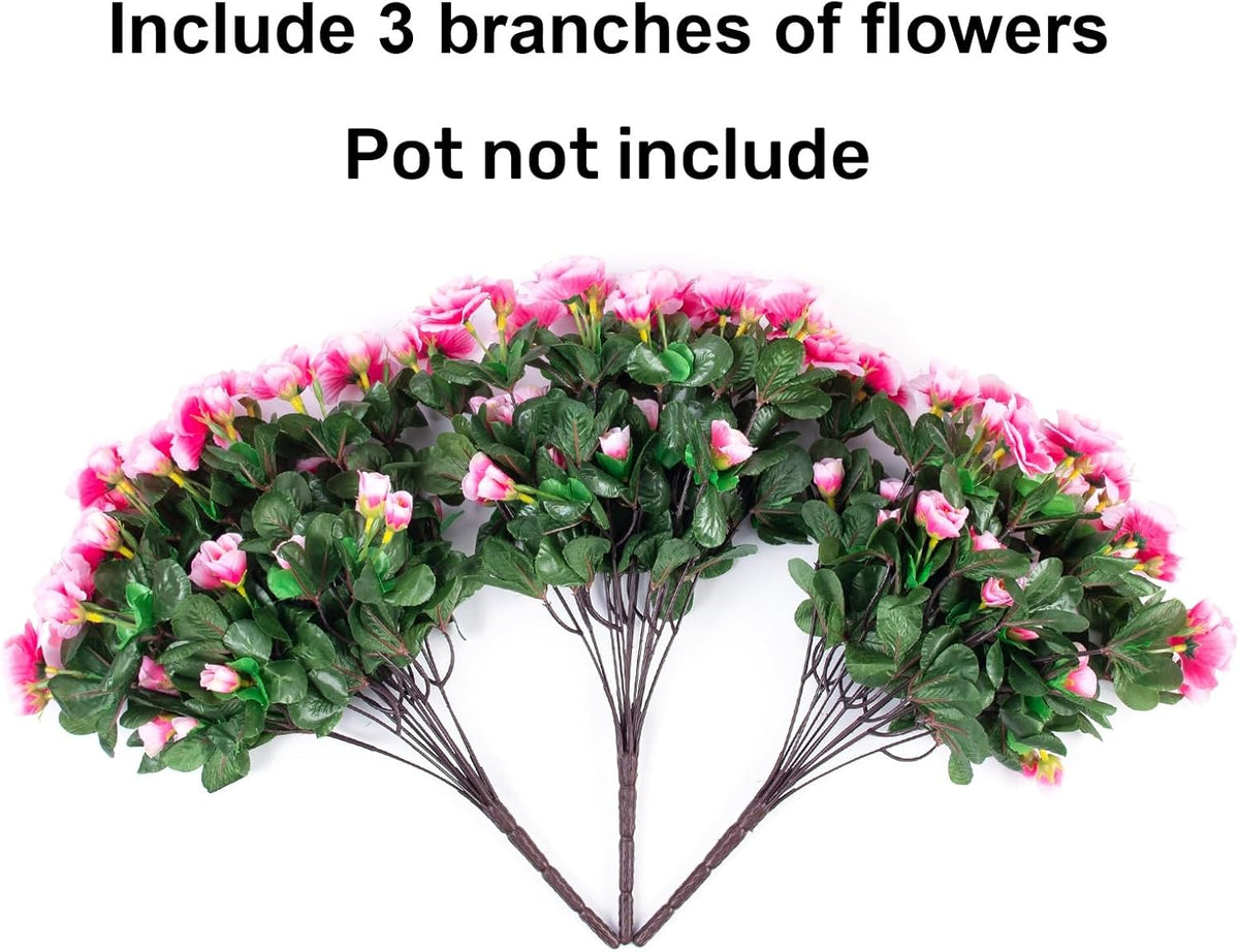 Artificial Fake Outdoor Outside Flowers Plants For Spring Decor, Faux Silk Pink Camellia UV Resistant Realistic for Front Door Porch Patio Planter Balcony Garden Yard Home Decor, 3 Large Bundles