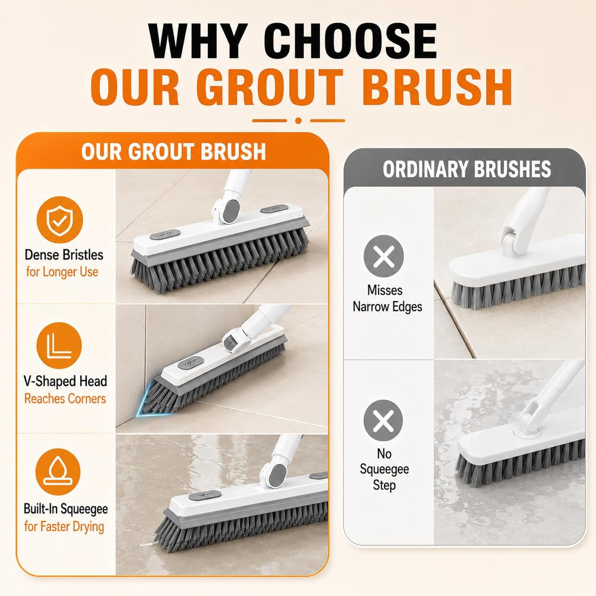 180° Rotating Gap Cleaning Tool - Extendable Adjustable No-Touch Cleaner for Windows and Floors