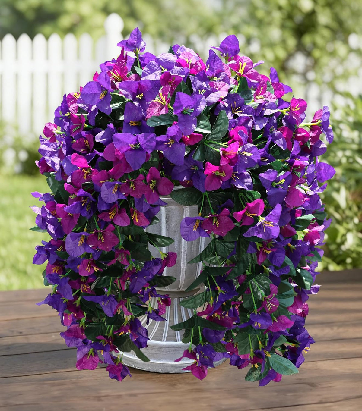 HyeFlora Bougainvillea Artificial Hanging Flowers Plants for Outdoors Decoration, 2pcs Fake Flowers Silk Bougainvillea Vines Realistic UV Resistant Faux Flowers for Outdoor Planters Porch Patio, Mix